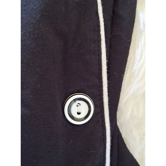 Nora Twips Womens Button-Down Black Nightshirt Pajama Embroidered Logo Medium - Picture 6 of 8